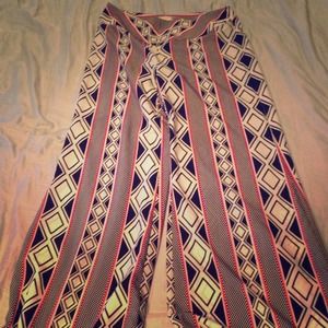 Aztec print side-zip pants.