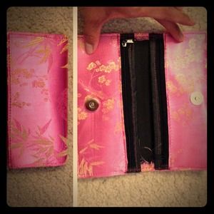 Oriental pink cherry blossom wallet