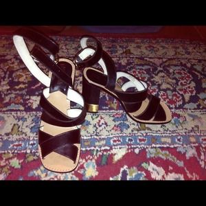 Michael Kors black sandals with gold details