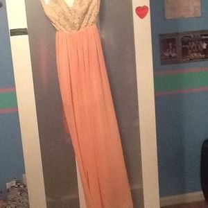 Peach and lace maxi dress