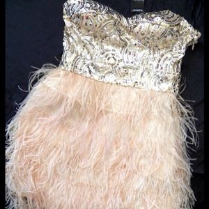 Bebe sequin feather dress