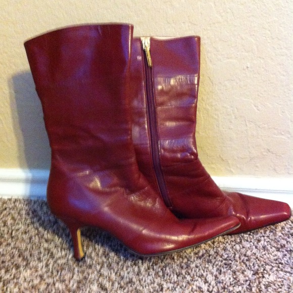 Red leather boots