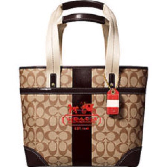 Pink Coach Heritage Strip Tote