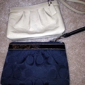 100% Authentic Coach wristlets in Cream and Brown.
