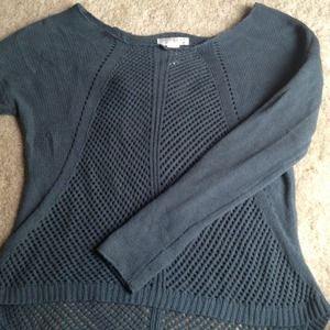 Long sleeve crochet top / Dark gray