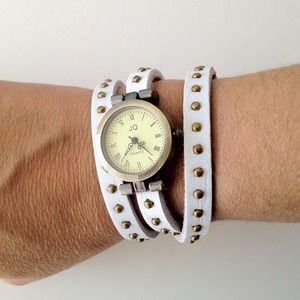 Double Strand White Leather Watch