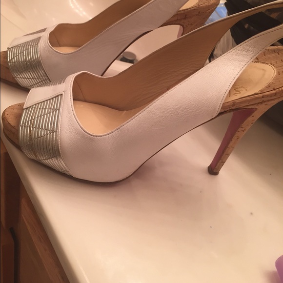 White Leather & Cork Christian Louboutin Shoes - Picture 3 of 4