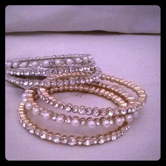 Silver and gold pearl and studded bangles