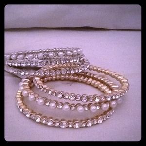 Silver and gold pearl and studded bangles