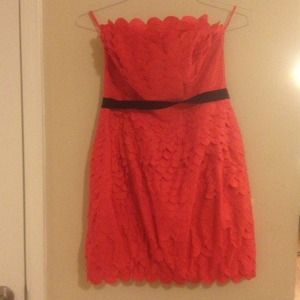 Strapless red dress