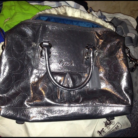 💢SOLD!💢Silver coach satchel