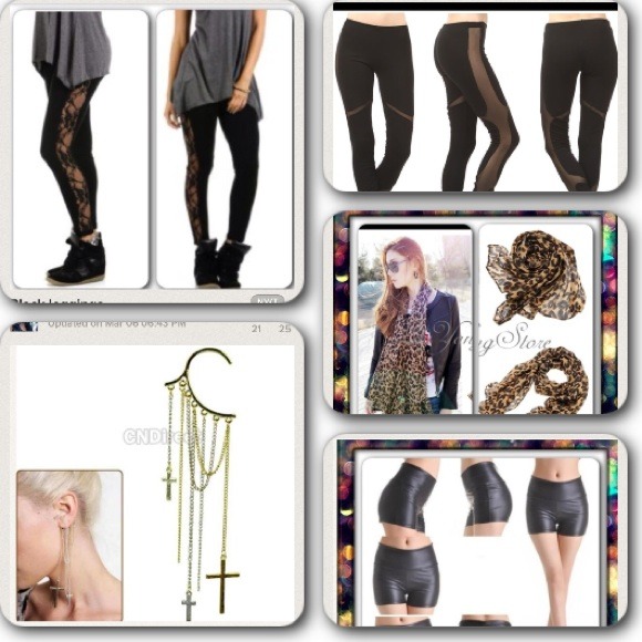 Shirts , 2 pair of leggings, 1 earring, scarf