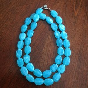 Blue beaded long necklace