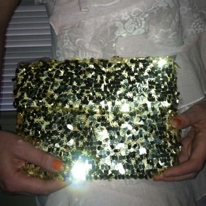 Like new gold sequin clutch/purse