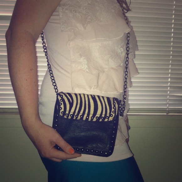 Like new faux zebra fur and faux leather purse