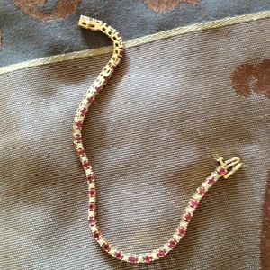 Ruby, diamond tennis bracelet