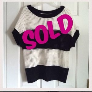 Ann Taylor Loft striped open stitch top