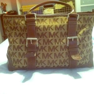 Lg Michael kors brown jacquard + leather purse