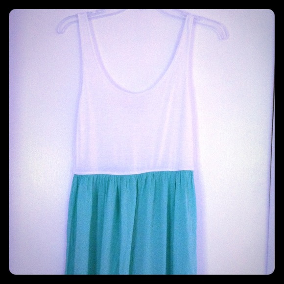 RESERVED White and mint maxi dress