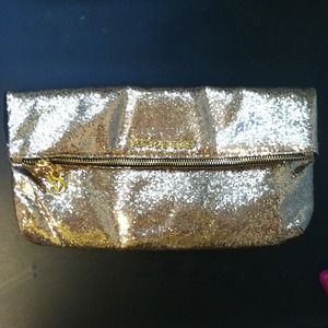 Victoria Secret Gold Glitter Clutch Bag