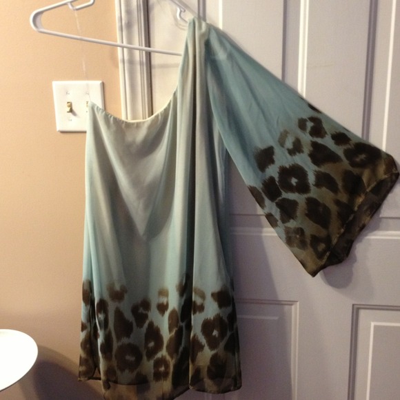 Boutique chiffon dress.NWOT.Never worn Blue/brown - Picture 1 of 1