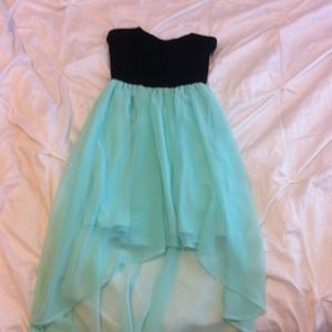 NWT! small black & teal high low dress