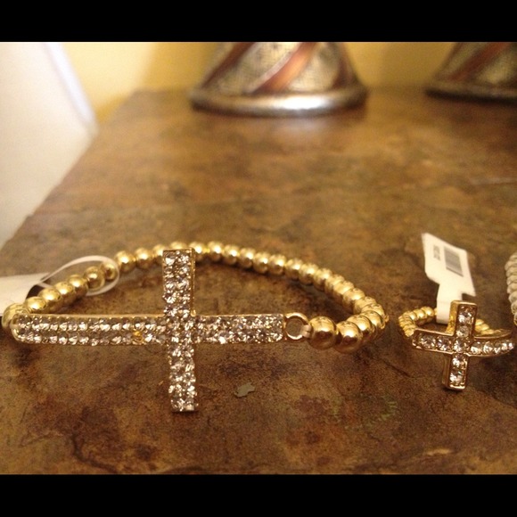 Cross bracelet and ring set