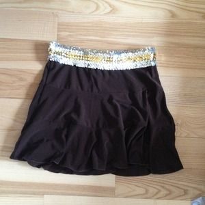 Brown sequin waist band skirt