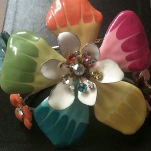 Spring inspired enamel flower cuff!