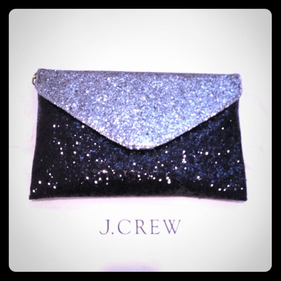 J crew glitter clutch with removable chain strap