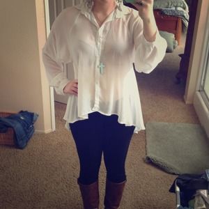 💙ON HOLD💙  high low, open back, lace  buttonup