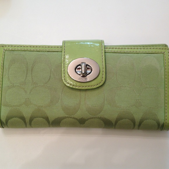 Green authentic coach wallet and checkbook holder