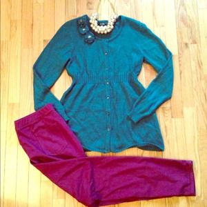 Blue button front cardigan