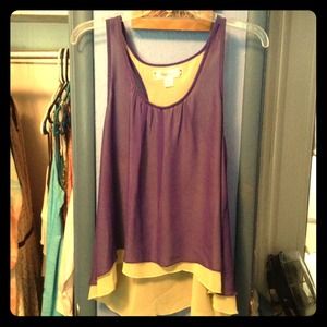 Decree purple and green high low cut top