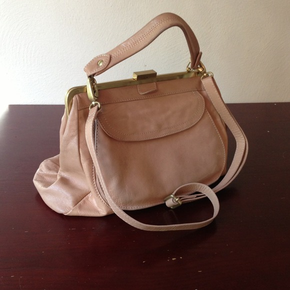 Zara nude color leather hand bag