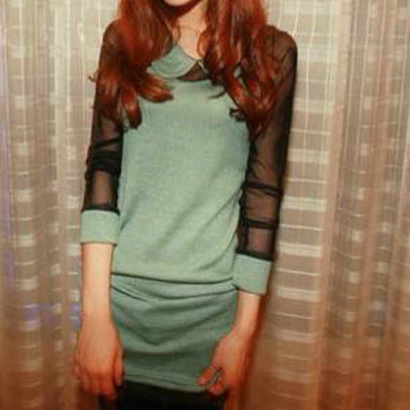 🔴SOLD🔴 Peter Pan Collar Sheer Sleeves Top