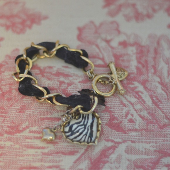 Betsey Johnson zebra heart bracelet.