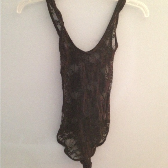 XS Black lace American Apparel bodysuit with extra