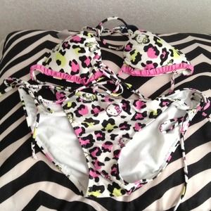 Cheetah print Hello Kitty 2 piece bikini