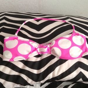 Pink&white bandeau bikini top