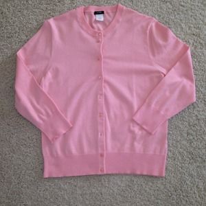 J.Crew long slv crew neck cardigan in pale pink.