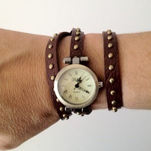 Double Strand Brown Leather Watch
