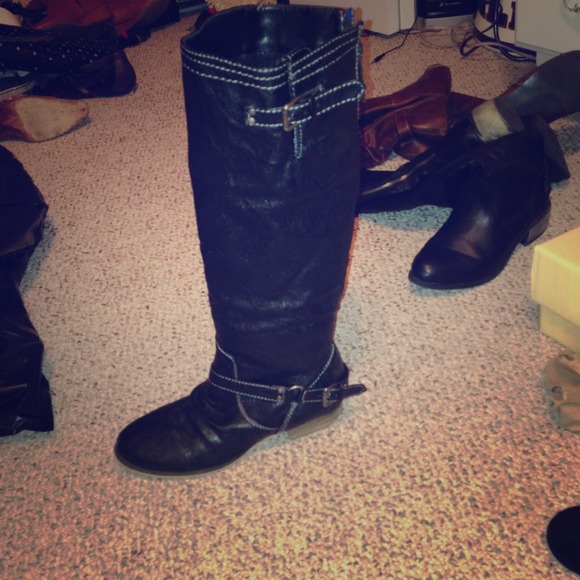 Black leather boots