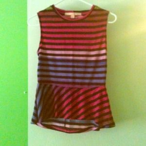 BUNDLED Black Striped Peplum Top