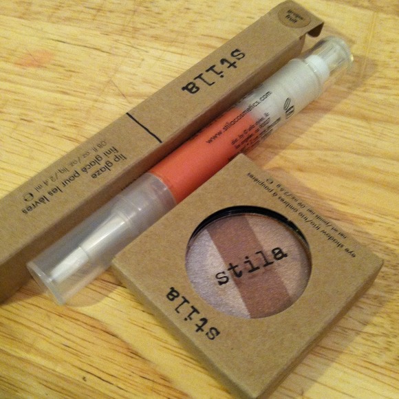 SOLD---Stila lip glaze and eyeshadow trio set