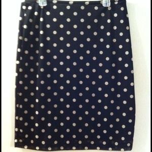 Black and white polka dot  pencil skirt  L