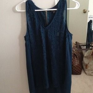 Blue detailed chiffon top
