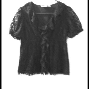 Black lace top ruffle M