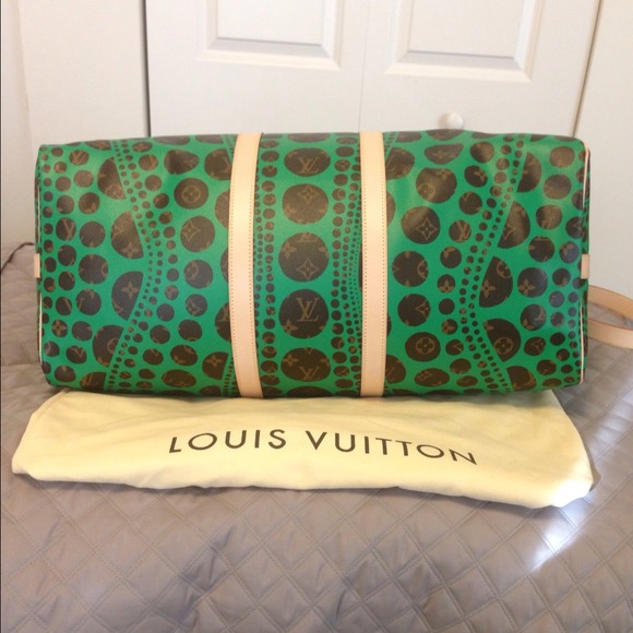 -SOLD- Louis Vuitton Kusama Green Keepall 55 - Picture 2 of 4