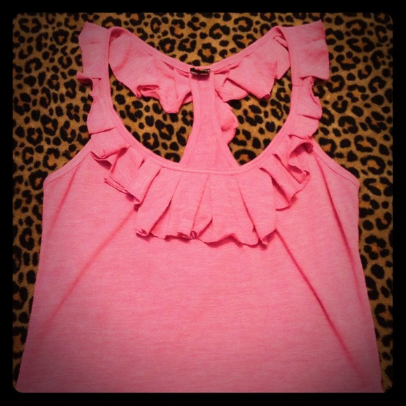 Pink ruffled tank top